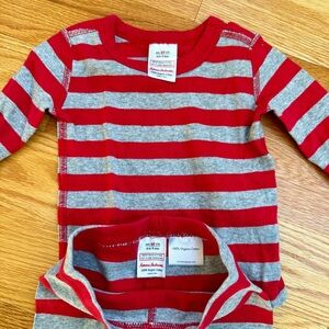 Hanna Andersson Red Grey Stripe Long John Pajamas - 60cm (6-9mo)